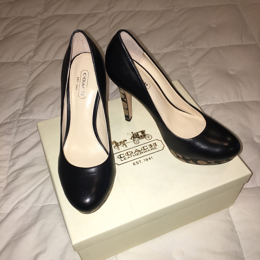 Coach cork platform heels w signature C’s
